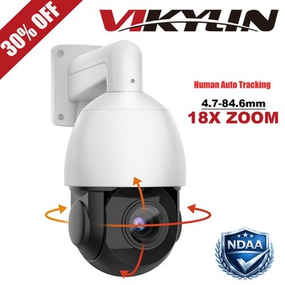 Vikylin 360° 5MP POE Security IP Camera 18X Zoom PTZ Auto-Tracking Detection US