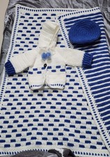Baby Blanket Set with matching cap and sweater