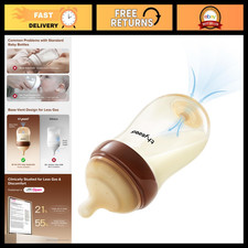Anti-Colic Baby Bottle with Slow Flow Nipple, 8 oz, Ideal for Breastfed Babies,