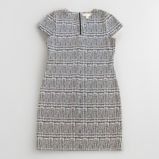 Michael Michael Kors Dress Size Large Black & White Tweed Strerch Cotton Shift