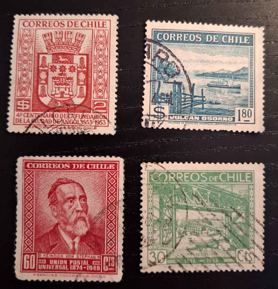 Chile 1930-50's Postage Stamps - Lot of 4