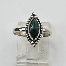 Sterling Silver 925 Malachite Ring Size 7