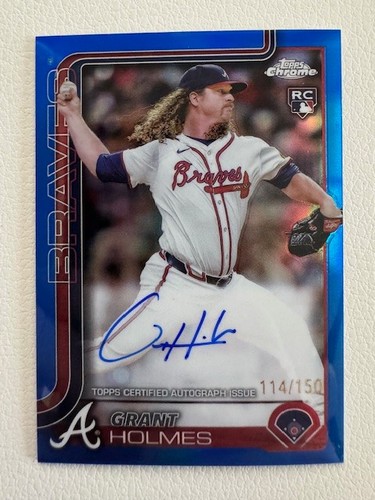 2025 Topps Chrome Grant Holmes RC Blue Refractor Auto /150 #RA-GH