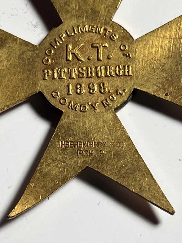 Antique 1898 Knights Templar Medal – 27th Triennial Conclave Pittsburgh 