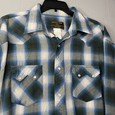 Vtg Rustler By Wrangler Shirt Mens XL Western Pearl Snap 25x32 Silver Line