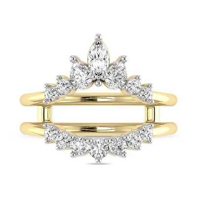 0.79 ct Lab Grown Diamond Solitaire Wrap Guard Enhancer Ring in 10K Solid Gold