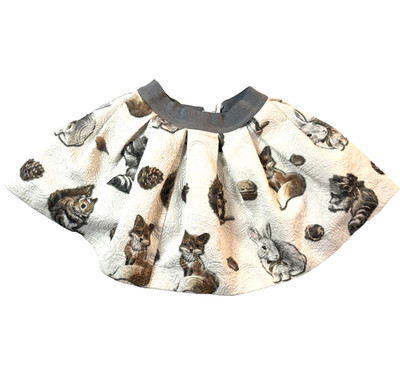 Monnalisa Skirt Girls 5 White Knit Animal Print Full Pleated Skater Made Italy