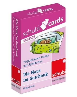 Schubicards Deutsch | Die Maus im Geschenk Präpositionen lernen mit Spielkarten