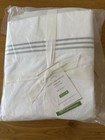 Pottery Barn Full Sheet Set Grand Embroidered Organic 400TC White/Gray Christmas