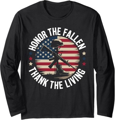 Honor the Fallen Thank the Living Guard Design Long Sleeve T-Shirt