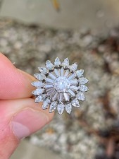 Platinum diamond 3ct marquise baguette round cut cluster ring vintage 10 grams