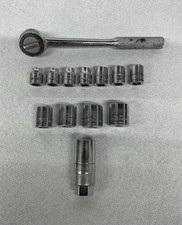 Sk Wayne Socket Set 6 Point 11 Pieces 7-19mm Wdiamond Ratchet 45170 4418 Vtg