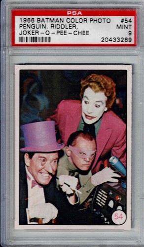 1966 OPC Batman Bat Laffs #54 The Penguin, the Riddler and the Joker — PSA 9
