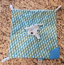 BooginHead Lovey Elephant Green Blue White Teether Security Snuggle  12" Square