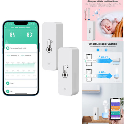 WLAN Thermometer Feuchtigkeitssensor 2er Pack Tuya App Fernbedienung