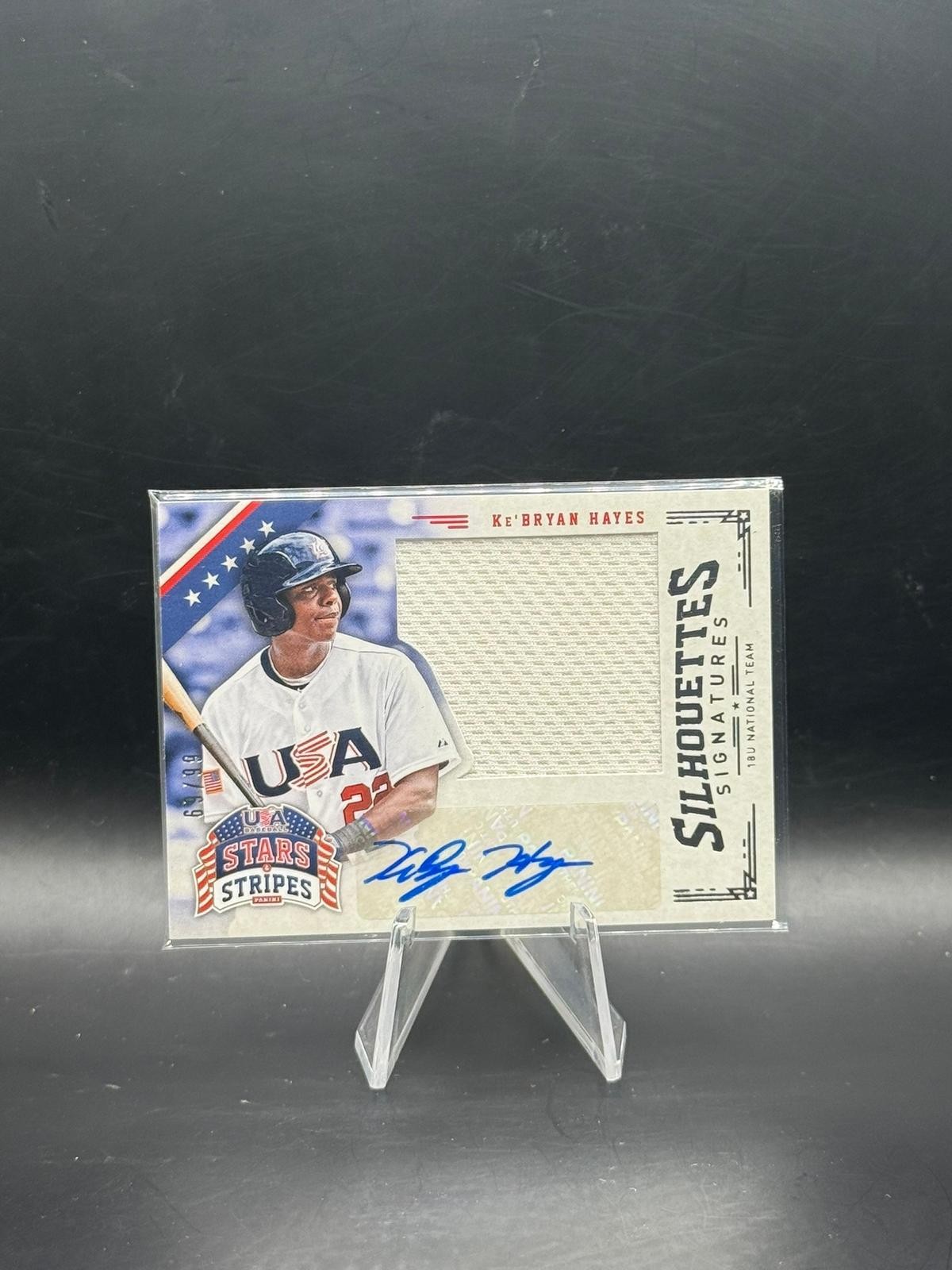2015 Panini USA Baseball Stars & Stripes #54 Ke'Bryan Hayes Game Patch Auto #/99