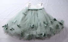 Azazie Girl's A-Line Tea Length Sleeveless Bow Tulle Dress CA4 Agave Size 4 NWT