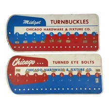VTG Chicago Hardware & Fixture Co Signs Turned Eye Bolt Midget Turnbuckles