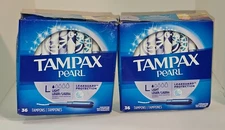 2 Tampax Pearl Light Absorbency Unscented Tampons 36 Ct w Leakguard (Box Damage)