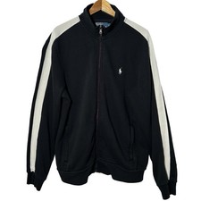 Vtg Polo Ralph Lauren Men s Full Zip Track Jacket Fleece Lined Black Sz Large