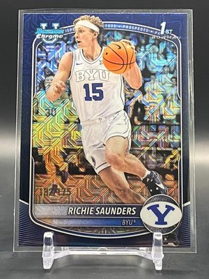 Richie Saunders 2025-26 Bowman Chrome 1st Navy Mojo #/175 BYU #BCP-66 Rookie
