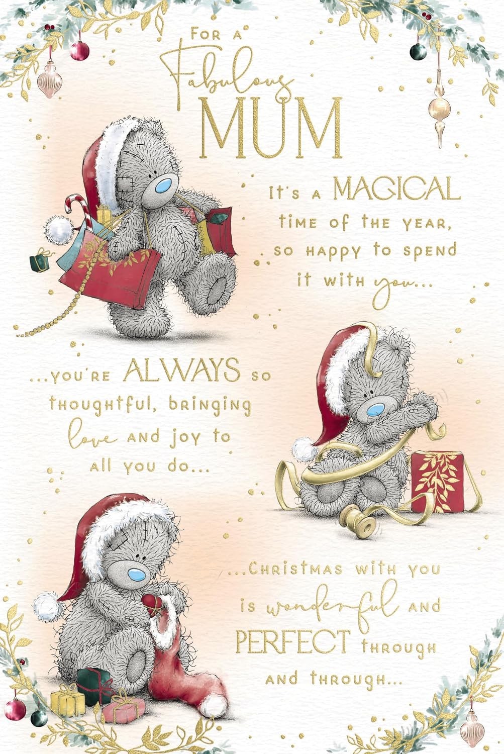 Me To You Bear With Shopping Bags Fabulous Mum Christmas Card - Red - Image 2