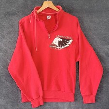 Vintage Harley Davidson Sweatshirt Mens Small Red 1/4 Zip Mock Neck Pullover