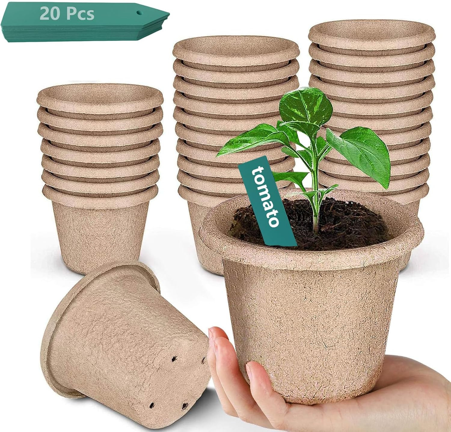 30 Pcs Peat Pots for Seedlings, 4.33 inch Biodegradable Seed Nursery Pot with...