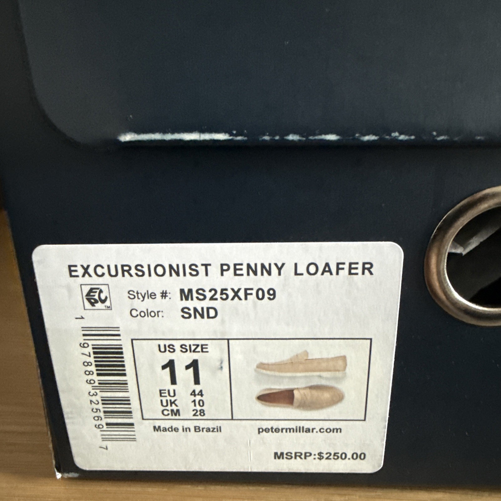 NEW MENS PETER MILLAR EXCURSIONIST PENNY LOAFER SHOES, 11.0 MEDIUM, SAND