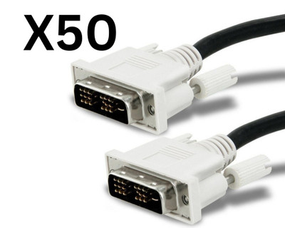 Lot Of 50 Part DVI-D to DVI-D 6FT Cable Single Link MALE TO MALE Video Cable