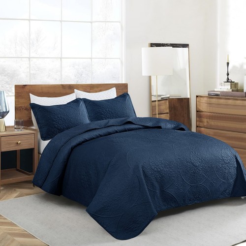 Floral Bedspreads Queen Size 3 Piece Quilted Bedspread Quilt Set Comforter Set - Picture 49 of 166