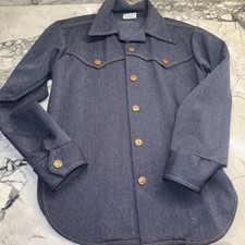 VTG Billy The Kid Boys Size 10 Chambray Denim Snap Up Button Down Shirt