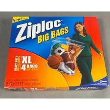 Ziploc Big Bag 4 XL 10 Gallon Double Zip Lock 2ft x 1.7ft NEW SEALED