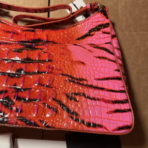 Brahmin Esme Pink Feline Ombre Embossed Melbourne Genuine Leather Shoulder Bag - Picture 10 of 18