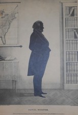 Antique Lithograph Print Silhouette Daniel Webster Currier Type 1844