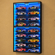 Car Display Case 1/24 Diecast Model 10 Tier LED Light Minifigures NASCAR Cabinet