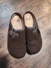 Sofft Wool Brown Slip On Comfort Slides Clogs Mules SZ 8.5 M
