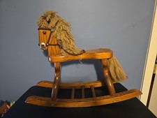 VINTAGE WOODEN ROCKING HORSE Yarn Mane And Tail