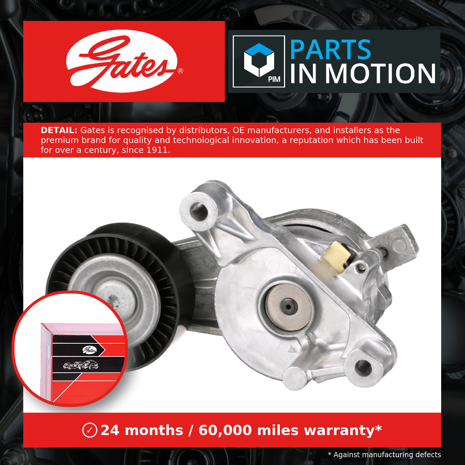 For Audi - A3 8P1, 8PA 1.9D 2003-2005 03G903315A Tensioner Pulley T38438 Gates - Image 16