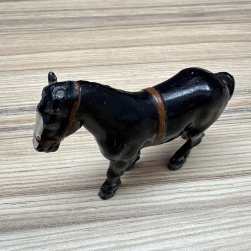 Vintage Britains Farm Clydesdale Horse Black Original Lead Figure Damaged - Picture 5 of 12