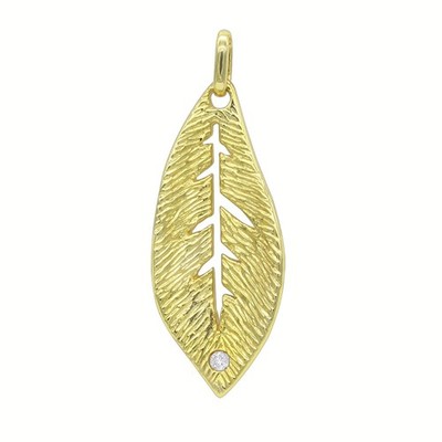 Luxurman Liebeszitate Sterlingsilber Gold pltd Damen Diamant Blatt Anhänger