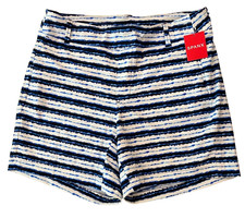 SPANX sz M Sunshine 6" Painted Stripe White Blue UPF 50+ Stretch Golf Shorts NEW