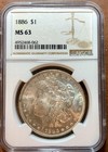 1886 Morgan Silver Dollar NGC MS-63 Some Toning — photo 1