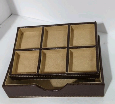 chinese dress ladies Vintage BUXTON Men's Dresser Organizer Jewelry Box FAUX BROWN LEATHER – Old  Souled main image 0