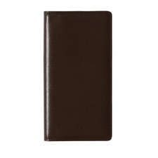 Genuine cowhide leather notebook cover, buffalo leather 8.8 x 17cm, chocolate