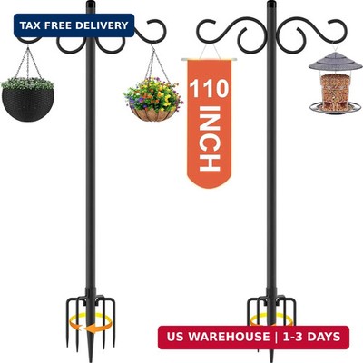 RCUICA Double Shepherds Hooks for Outdoor,2 Pack 110Inch Bird Feeder Pole with 5