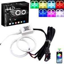 80mm Rgb Halo Ring 2-pack Bluetooth App Control Cob Led Angel Eyes Drl 12v
