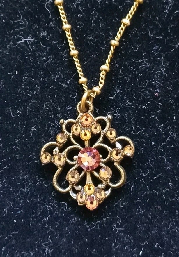 NEW! QVC Anne Koplik Designs Swarovski Crystal Filigree Goldtone