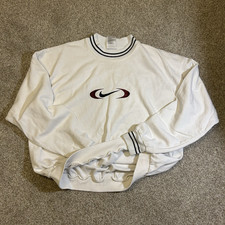 Vintage Nike Mens White Crew Neck Pullover Fl...