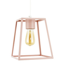 Industrial Lantern Lamp Shade in Matte Pink with Square Top and Bottom by Hap...